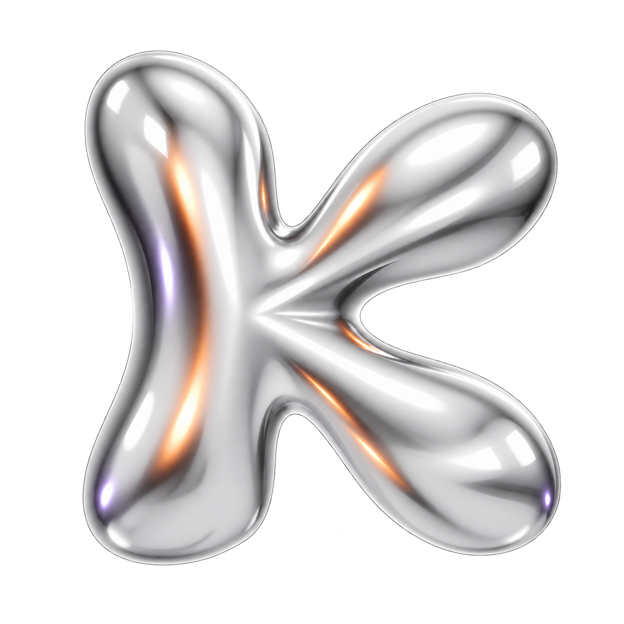 Liquid chrome K-star on a transparent background